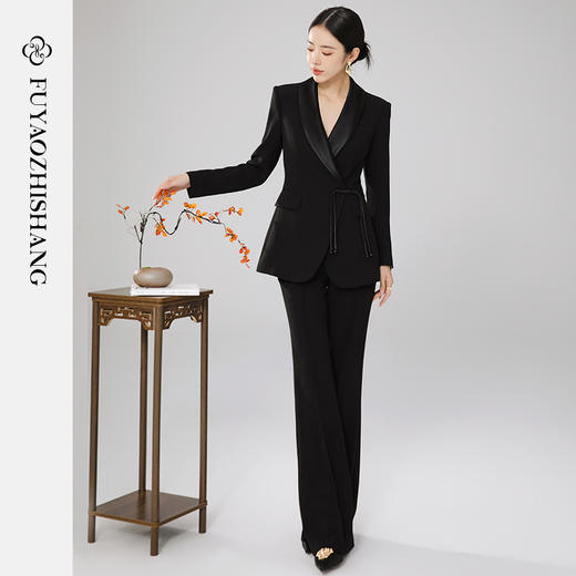 原创新中式盘扣西装短外套女2026春小众西服阔腿裤套装 商品图1