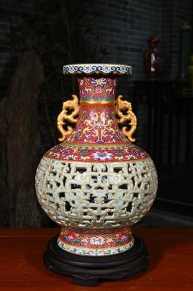 洋彩红地锦上添花玲珑套瓶