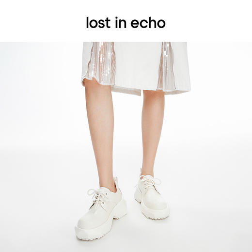 成毅同款lost in echo2024春季新款设计师品牌圆头绑带切面厚底德比鞋简洁 商品图5