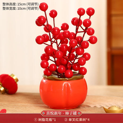 【红红火火过新年 喜气洋洋接福】2024龙年过年新年装饰发财果元旦春节 布置用品喜庆摆件福桶客厅 家装好帮手 随处可放 多配件可搭配 商品图6