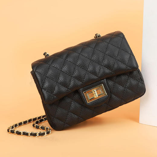 丁摩 真皮小香风链条包头层牛皮女包菱格单肩斜挎包A-0561 商品图2