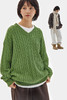 CryingCenter 花棕花绿V领美式复古学院麻花宽松毛衣 哭喊中心 商品缩略图5