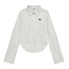 CryingCenter 白色格子短款紧身学院制服辣妹长袖衬衫 哭喊中心 商品缩略图4