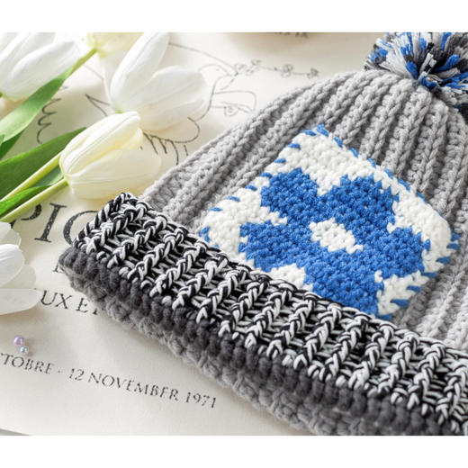 苏苏姐家像素花花帽子围巾套装手工编织自制diy钩针材料包毛线团 商品图2