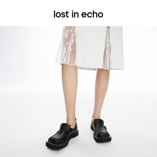 lost in echo2024春季新款设计师品牌斜方头齿轮底扣带乐福鞋扣带 商品图4