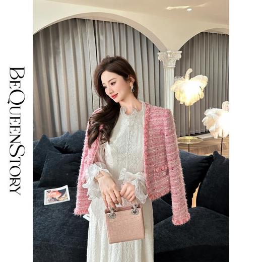 BeQueenStory【人间水蜜桃】重工编织彩色亮片羊毛小香外套&连衣裙 商品图2