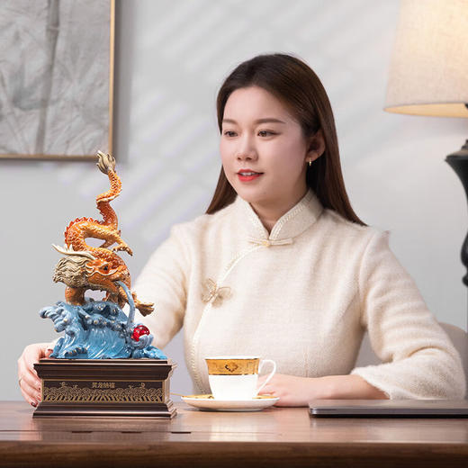 【6F】朱炳仁铜  灵龙纳福龙客厅玄关工艺品家居装办公室桌面摆件礼品 灵龙纳福 商品图4