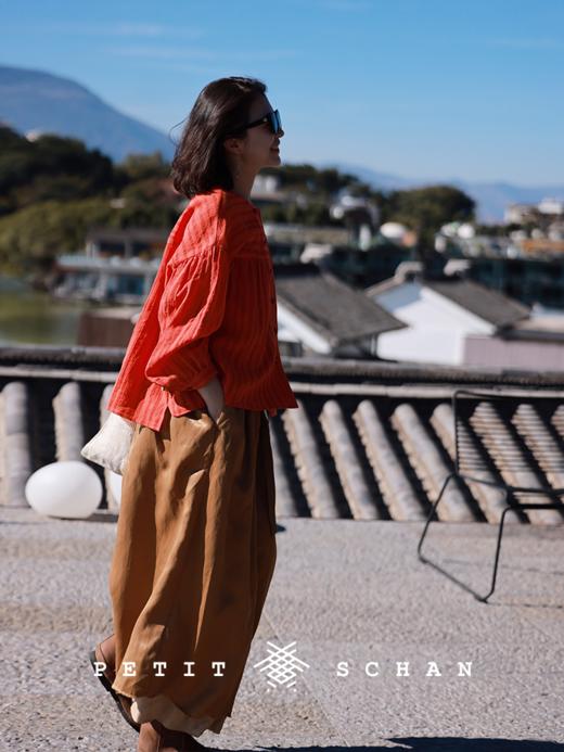 PETIT SCHAN小闪 CLO#420 Ambilight 流光溢彩 意大利进口亚麻混纺抽绳开叉半身裙 商品图0