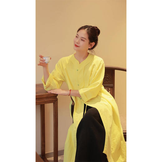 【线上专属】【春满人间系列】长款衬衫（24707071-松花） 商品图4