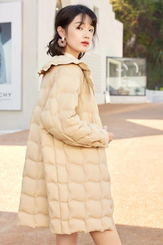 LNNNS 娃娃翻领格纹中长款羽绒服外套 17467 商品图2