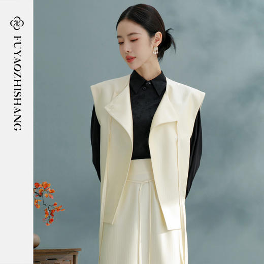 新中式马甲女2026早春新款国风原创系带素色淡雅上衣春 商品图5