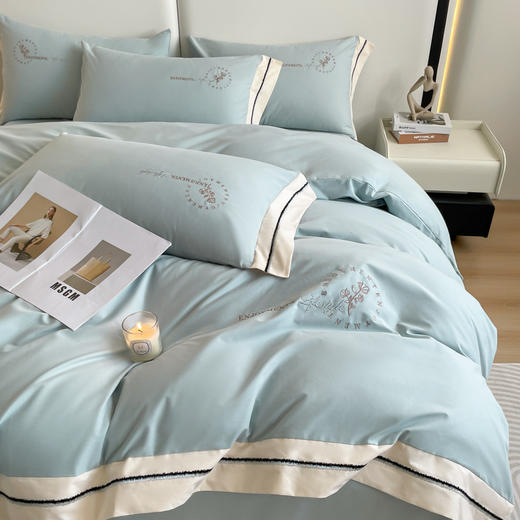 新款加厚新疆全棉长绒棉刺绣磨毛纯棉四件套床单被套 商品图3