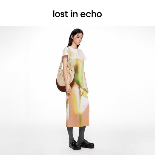 lost in echo2024春季新款设计师品牌拼接褶皱大号水滴包大气时髦 商品图4