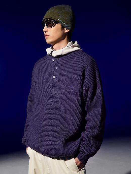 DAIKON Lab 23AW 破损做旧重磅宽松亨利领毛衣 商品图5