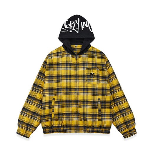 CryingCenter 冬季美式宽松格纹连帽街头感棉服外套 哭喊中心 商品图4