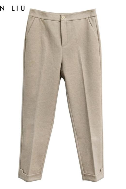 VIVIAN LIU薇薇安刘TR2357509秋女装新款斜插兜裤脚翻边直筒裤 商品图5