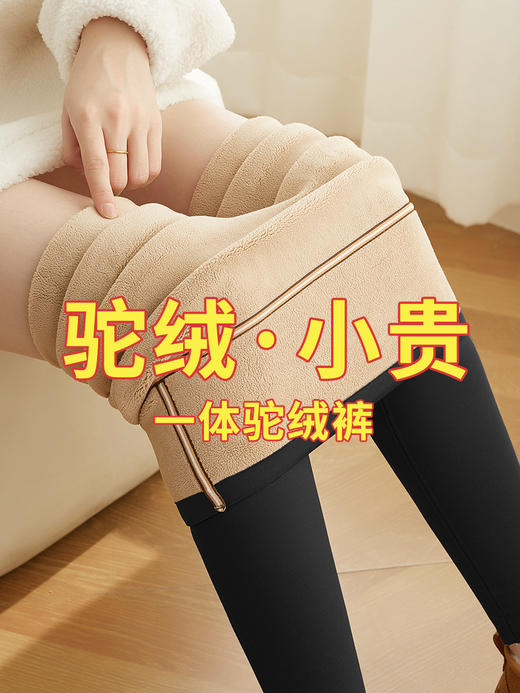保暖驼绒显瘦鲨鱼裤【锦纶加绒打底裤女 一体绒】冬 加厚高腰收腹 羊羔绒裤外穿 商品图1