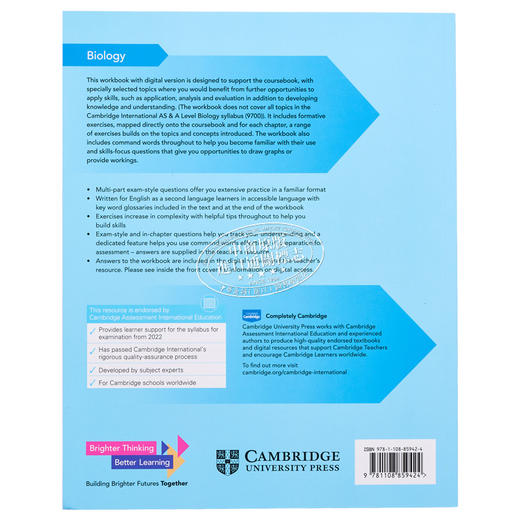 【中商原版】剑桥大学出版NEW Cambridge International AS & A Level Biology Workbook with Digital Access (2 Years) 商品图1