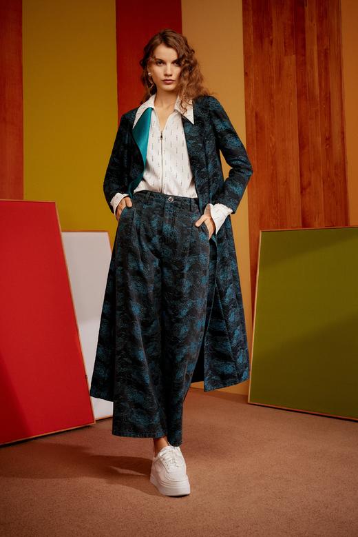 SAFICOO【焕变】系列 飒爽大气 古典提花牛仔阔腿裤 商品图1