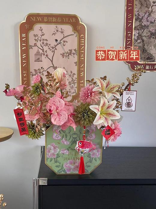 【年宵材料包】新中式年宵花成品材料包搭配（花盒25*9.5*25cm） 商品图5