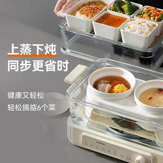 大宇（DAEWOO）电蒸锅 全玻璃蒸锅电蒸锅炖蒸煮一体 不锈钢蒸盘 多功能大容量 家用可视多层蒸笼预约定时S22 商品图4