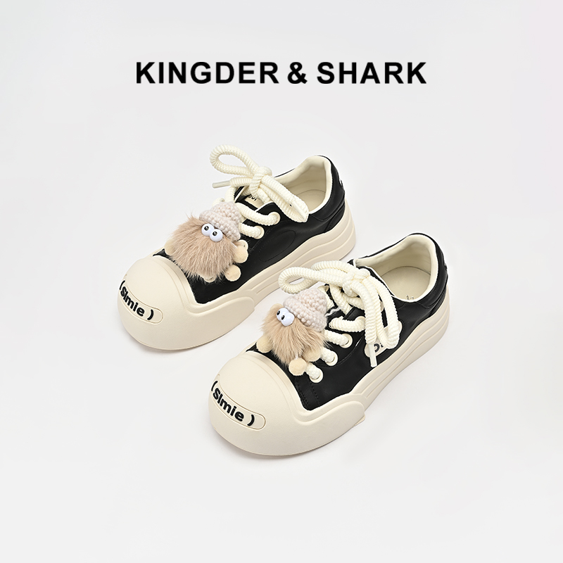 2024经典鲨春季新款可爱小物大头厚底帆布鞋女KW291-D17021