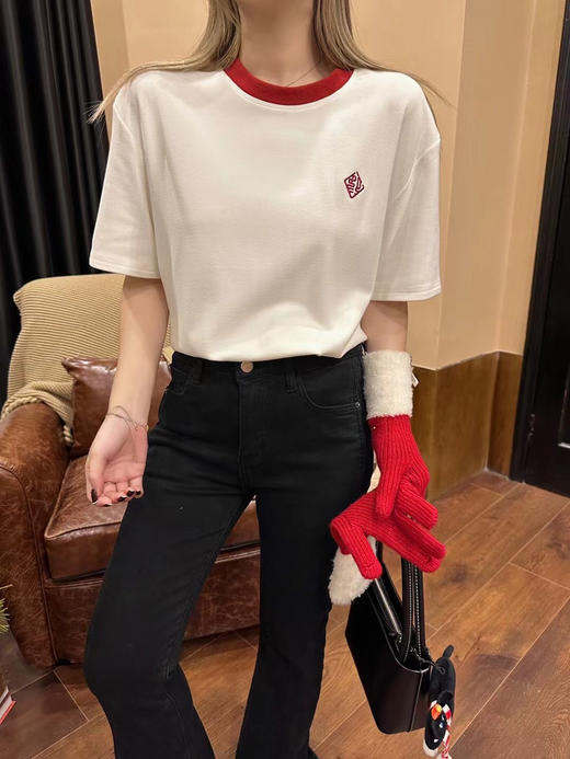 环保棉针织圆领短袖T恤 “福”字绣标 环保种植棉 质感垂坠 宽松版型 商品图6