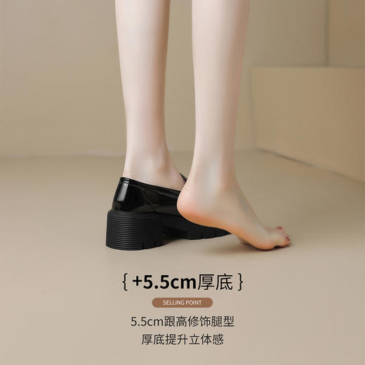 ZHR玛丽珍鞋2024春季新款洋气时尚休闲英伦风百搭水钻厚底乐福鞋 商品图7