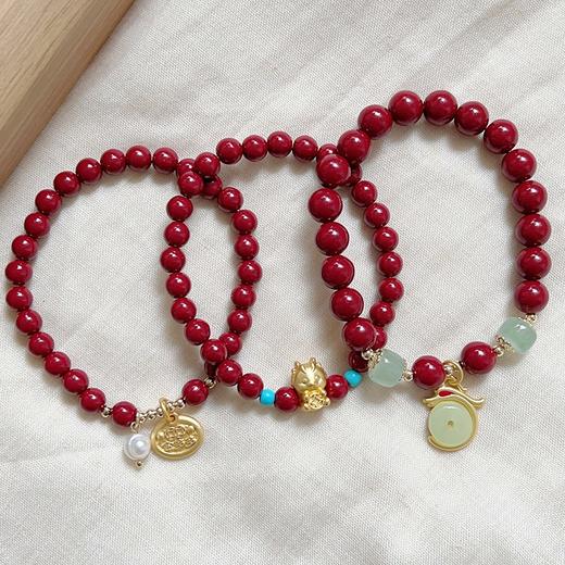 龙年大吉【龙年本命年 朱砂手链女】福牌铜钱 龙串珠手串 红色手链 商品图3