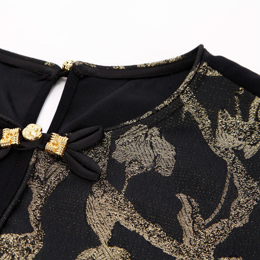 PE836斯尔丽2024新款提花拼接式国风不对称宽松连衣裙 商品图4