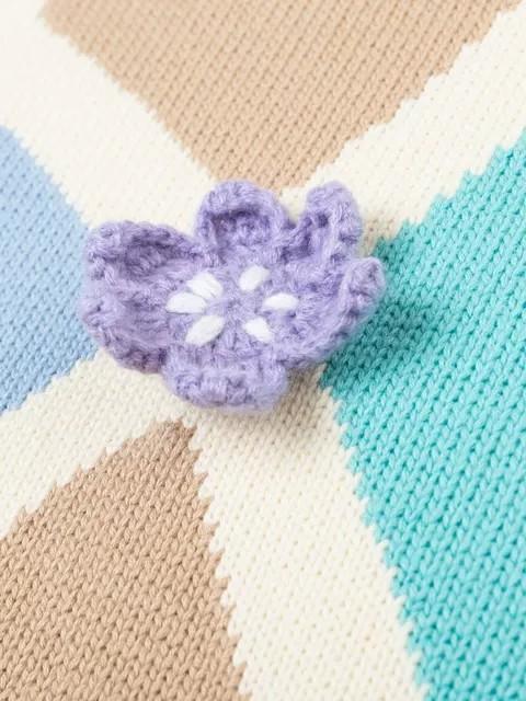 1F【INXX】中性可拆卸花朵背心彩色格纹无袖针织衫 商品图3