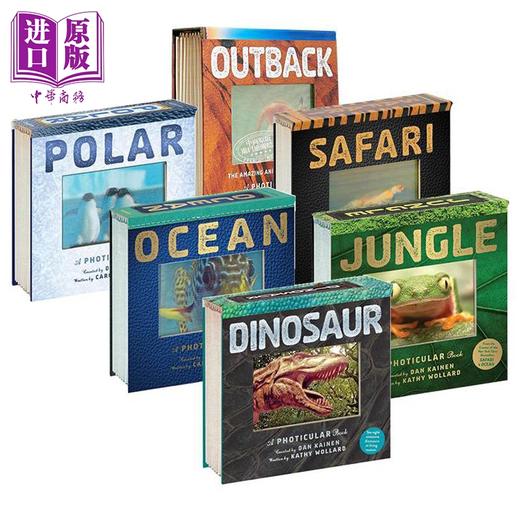 【中商原版】光与影视觉书系列 会动的3D图片书立体绘本6册 Jungle丛林Ocean海洋Dinosaur恐龙 Outback Safari Polar 英文原版 商品图0