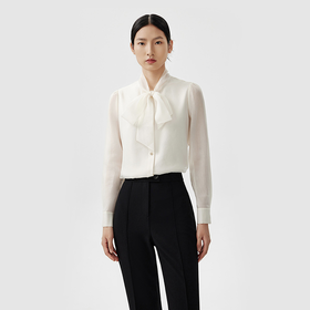 L1XL1朗姿法式飘带白衬衫LSEK01WBL117