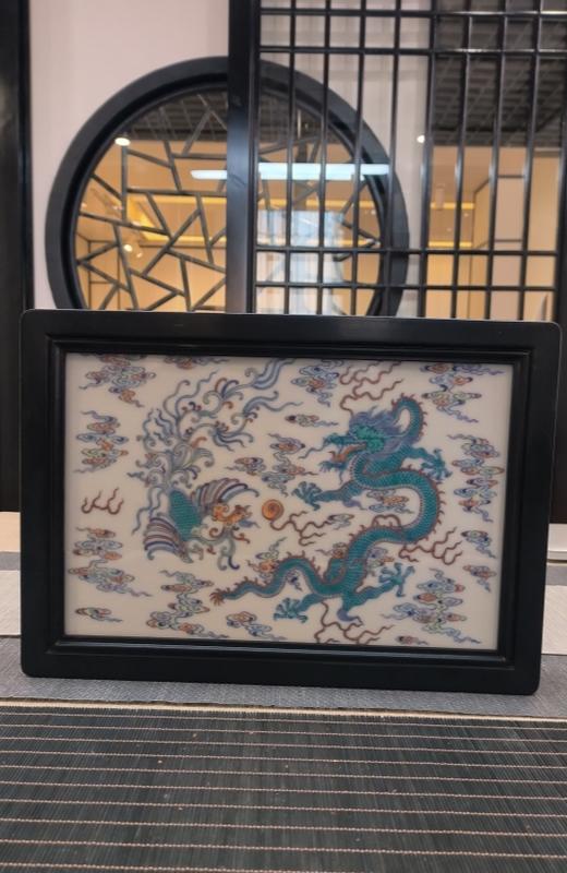 青花斗彩龙凤茶台 商品图0