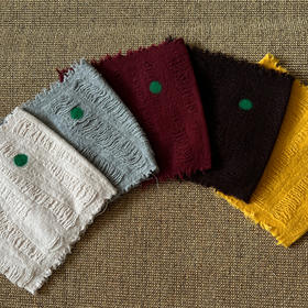 Azure Pepper强缩绒羊毛手工剪边双面提花脖套