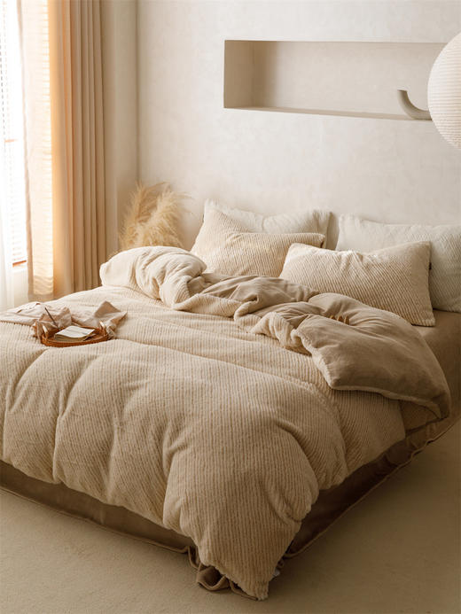 现代风欧貂云绒保暖被套床品抗静电加厚牛奶绒四件套家纺 心选到家 商品图1