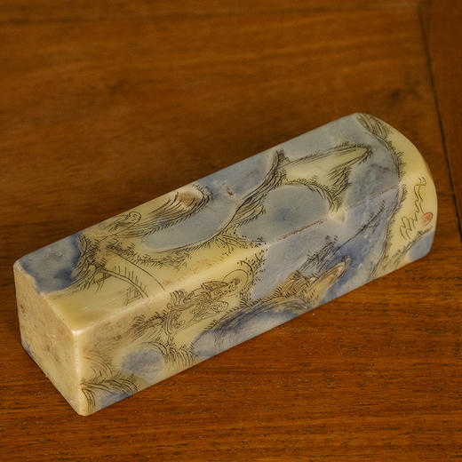 民国 青田石封门青山水人物印章料 商品图3