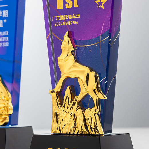 订制水晶奖杯彩色创意奖牌狼鹿飞翔优秀员工荣誉团队公司文化奖励 商品图4