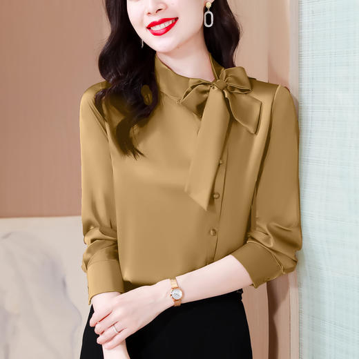 KQL 369H1788仿真丝衬衣蝴蝶结洋气时尚气质上衣 商品图2