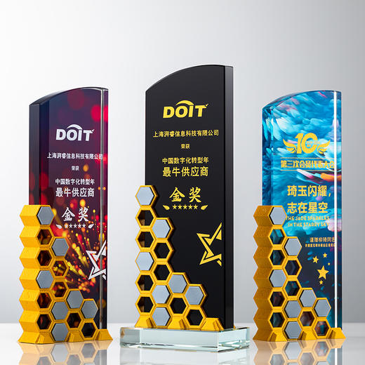 水晶奖杯定制金属奖牌龙年高档评选比赛奖品冠军企业年终颁奖活动 商品图5