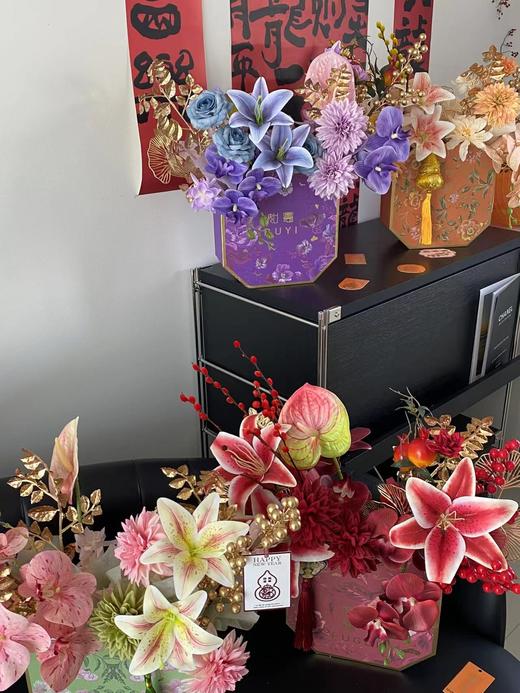 【年宵材料包】新中式年宵花成品材料包搭配（花盒25*9.5*25cm） 商品图0