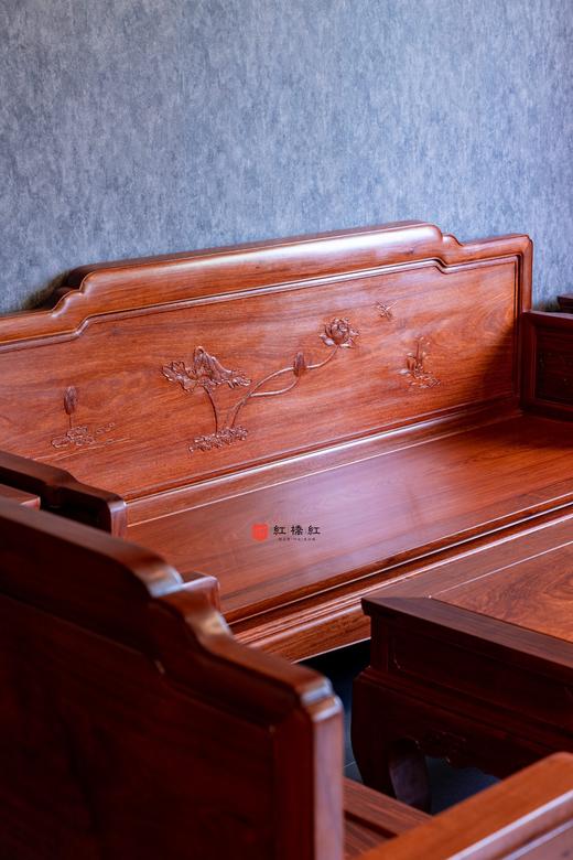 红桥红  家具严选  缅甸花梨（大果紫檀）【三弯腿荷韵沙发八件套】 商品图3