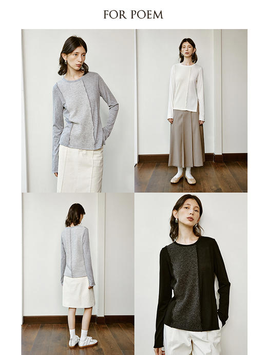 ForPoem 现货 24/SS 原创设计感休闲百搭拼接T恤长袖上衣 商品图1