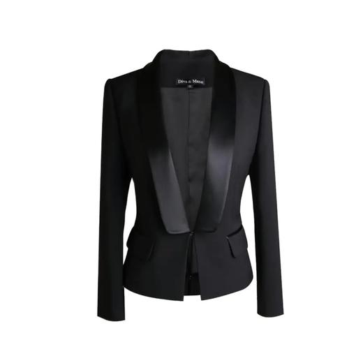 定制—“轻奢风”时尚缎面优雅修身青果领高级百搭西装外套1805020 商品图0