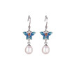 S925纯银，南红淡水珍珠国潮景泰蓝蝴蝶不规则耳坠气质银耳钩CW-EG01882 商品缩略图4