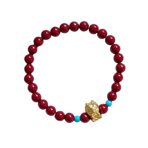 龙年大吉【龙年本命年 朱砂手链女】福牌铜钱 龙串珠手串 红色手链 商品图4