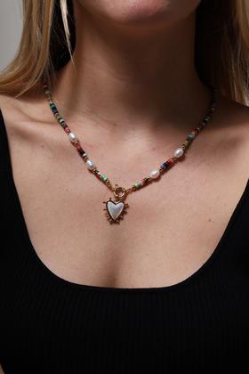 SOL DE VERANO 爱心彩豆珍珠项链