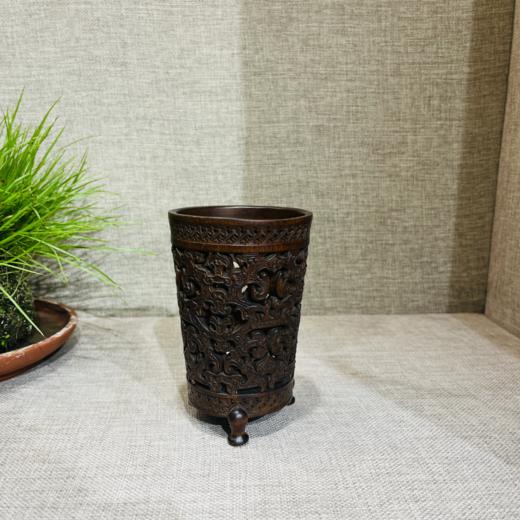 螭龙祥云笔筒°做旧黄杨 商品图1