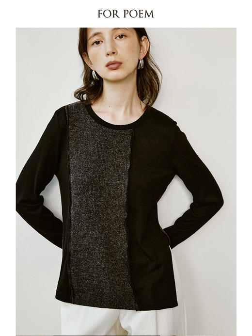 ForPoem 现货 24/SS 原创设计感休闲百搭拼接T恤长袖上衣 商品图2