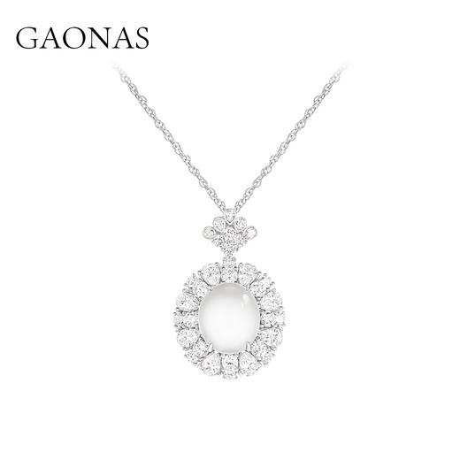 GAONAS 白玉映沙 国风贵气白色项链10255DW 商品图0